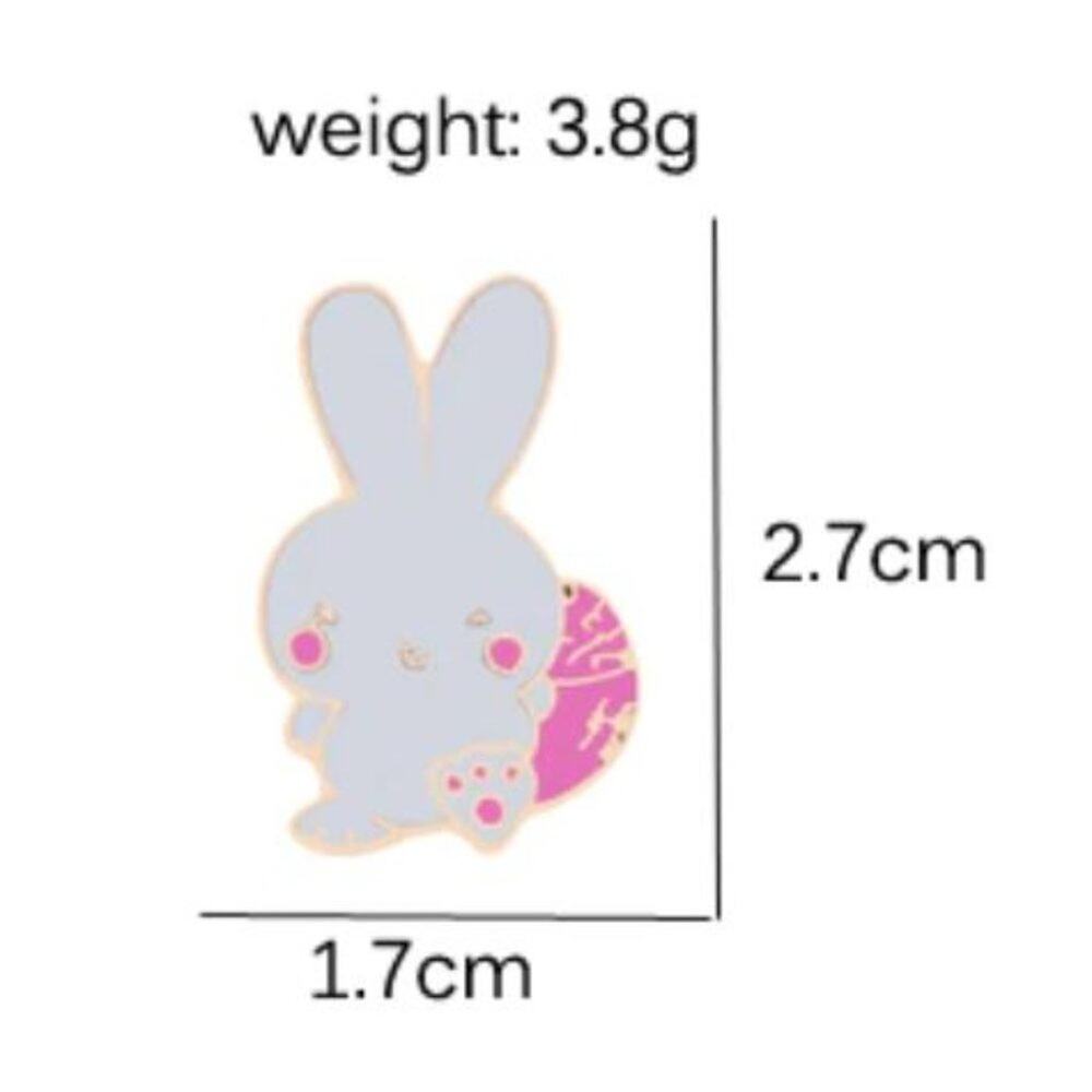 White with Pink Easter Bunny Pin Brooch